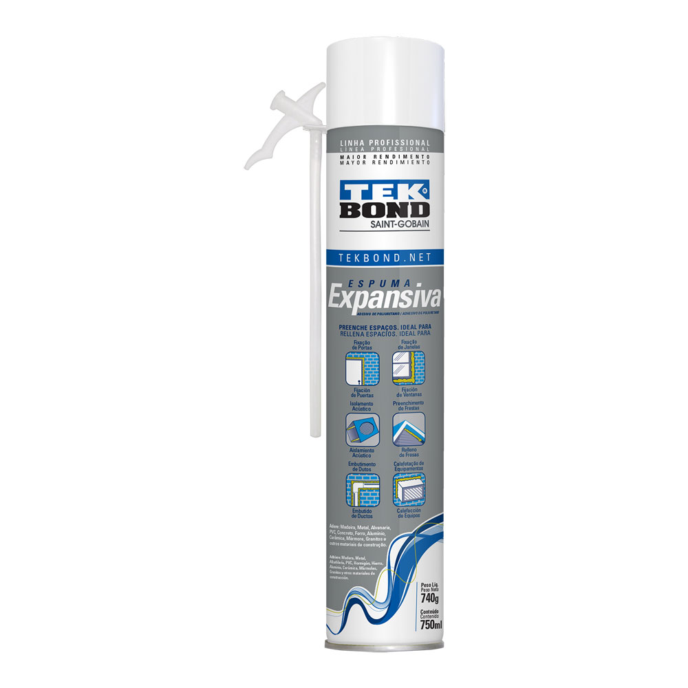 Espuma de Poliuretano TEK BOND GRIS en aerosol - 750ml/740GR