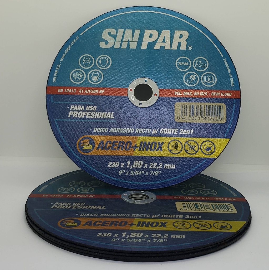 DISCO DE CORTE SINPAR PLANO 230X1.8X22.2 (10)