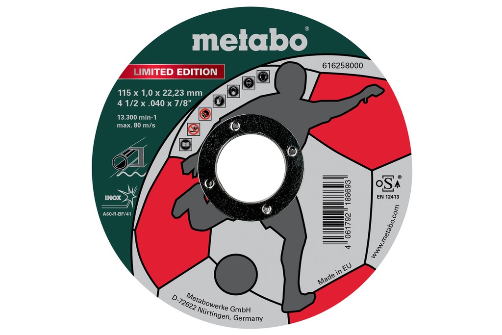 DISCO DE CORTE METABO LE SOCCER 115X1.0X22.23 mm