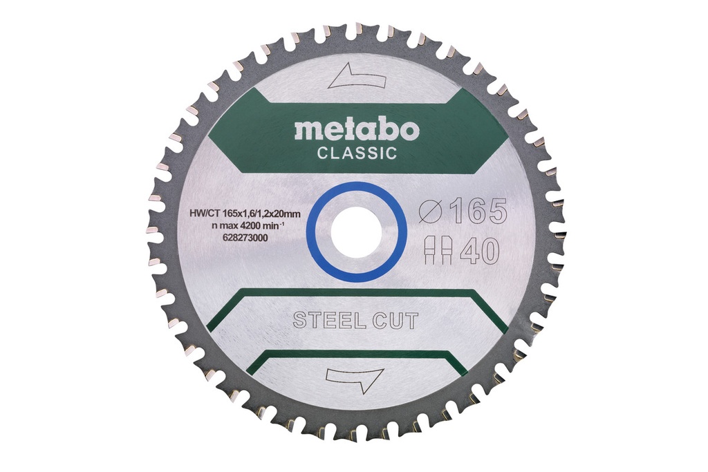 DISCO DE SIERRA METABO STEELCUT CLASSIC 165X20 Z40