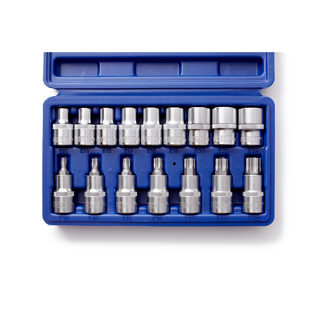 TORX:JGO.TUBOS y PUNTAS x 16 Pzs Enc.1/2' BREMEN®