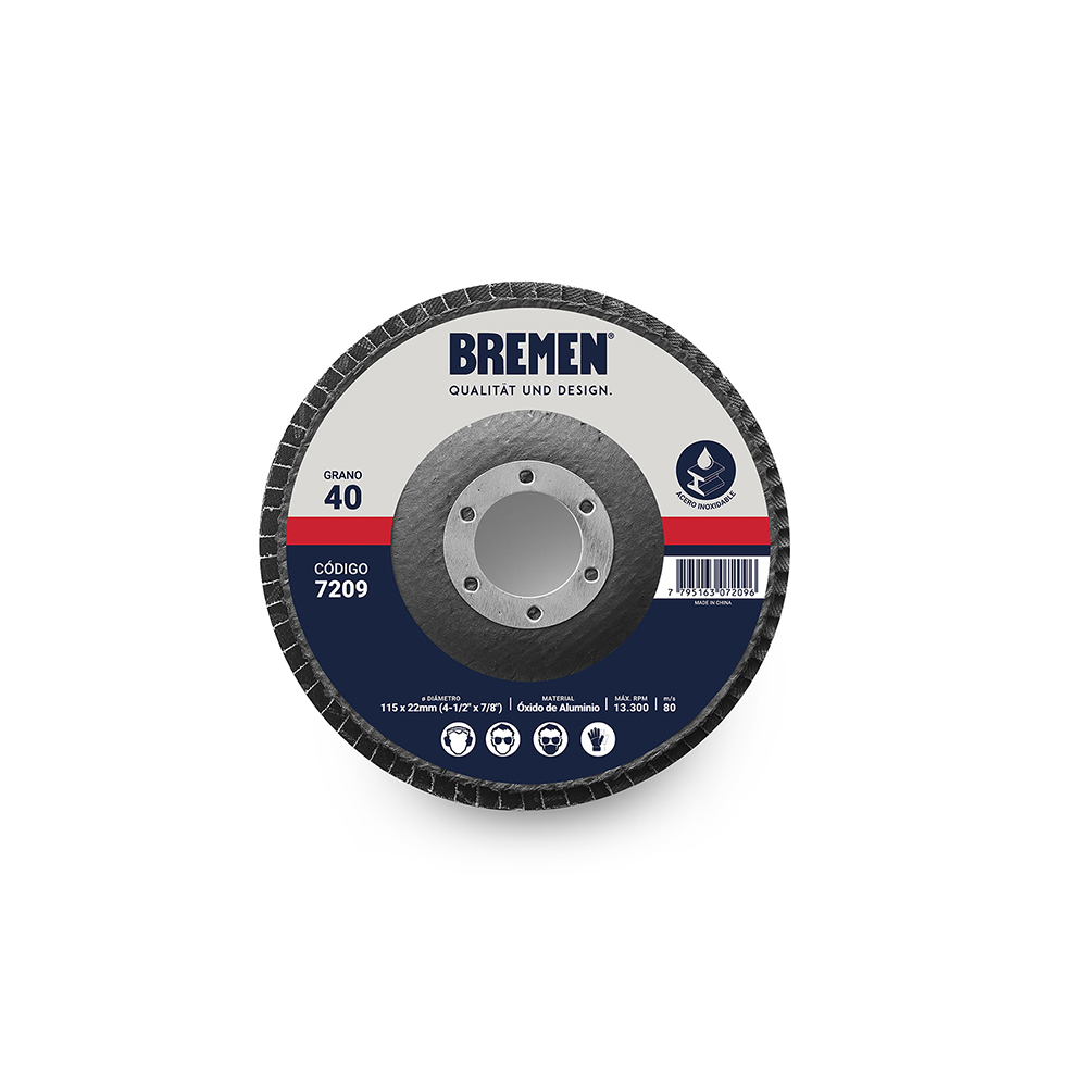 DISCO FLAP BREMEN 4-1/2' Oxido de Al (G40) (X10)