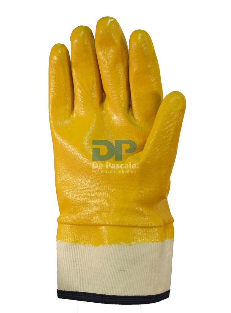 Guante Nitrilo Liviano Baño Completo Amarillo Puño de Lona T10 DPS