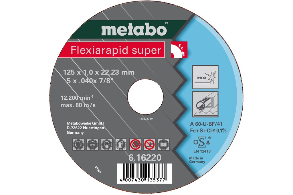 DISCO DE CORTE METABO FLEXIARAPID 125X1.6X22.23 mm