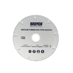 [BRE7490] Disco de Tungsteno para Madera (115mm x 22,2mm) BR